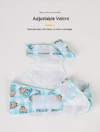 HKM-2491965 Cooling Ice Apron and Vest for Pets - Cartoon Styles in Blue Dinosaur, Yellow Bull, Pink Strawberry, Sizes S, M, L