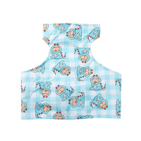 HKM-2491965 Cooling Ice Apron and Vest for Pets - Cartoon Styles in Blue Dinosaur, Yellow Bull, Pink Strawberry, Sizes S, M, L
