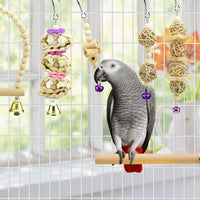 HKM-2494013 Wooden Bird Log Swing Toy Set with Bells for Small and Medium Birds