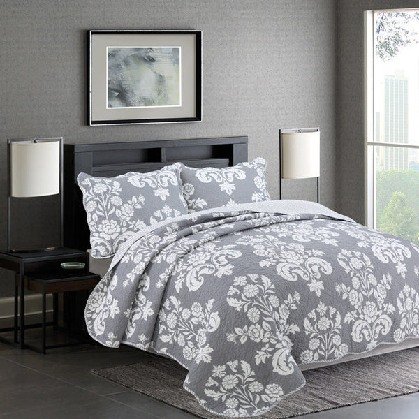 HKM-249427 Cotton Three-Piece Quilted Bedding Set for 1.5 Meter Bed with 2 Pillowcases and Bed Cover