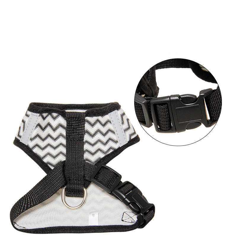 HKM-2494653 Breathable Reflective Chest Strap for Cats and Dogs with Traction Rope - Adjustable for Various Sizes