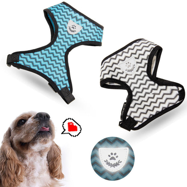 HKM-2494653 Breathable Reflective Chest Strap for Cats and Dogs with Traction Rope - Adjustable for Various Sizes