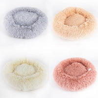HKM-2495421 Cozy Round Plush Pet Bed for Small Dogs and Cats - Soft Calming Nest Mat