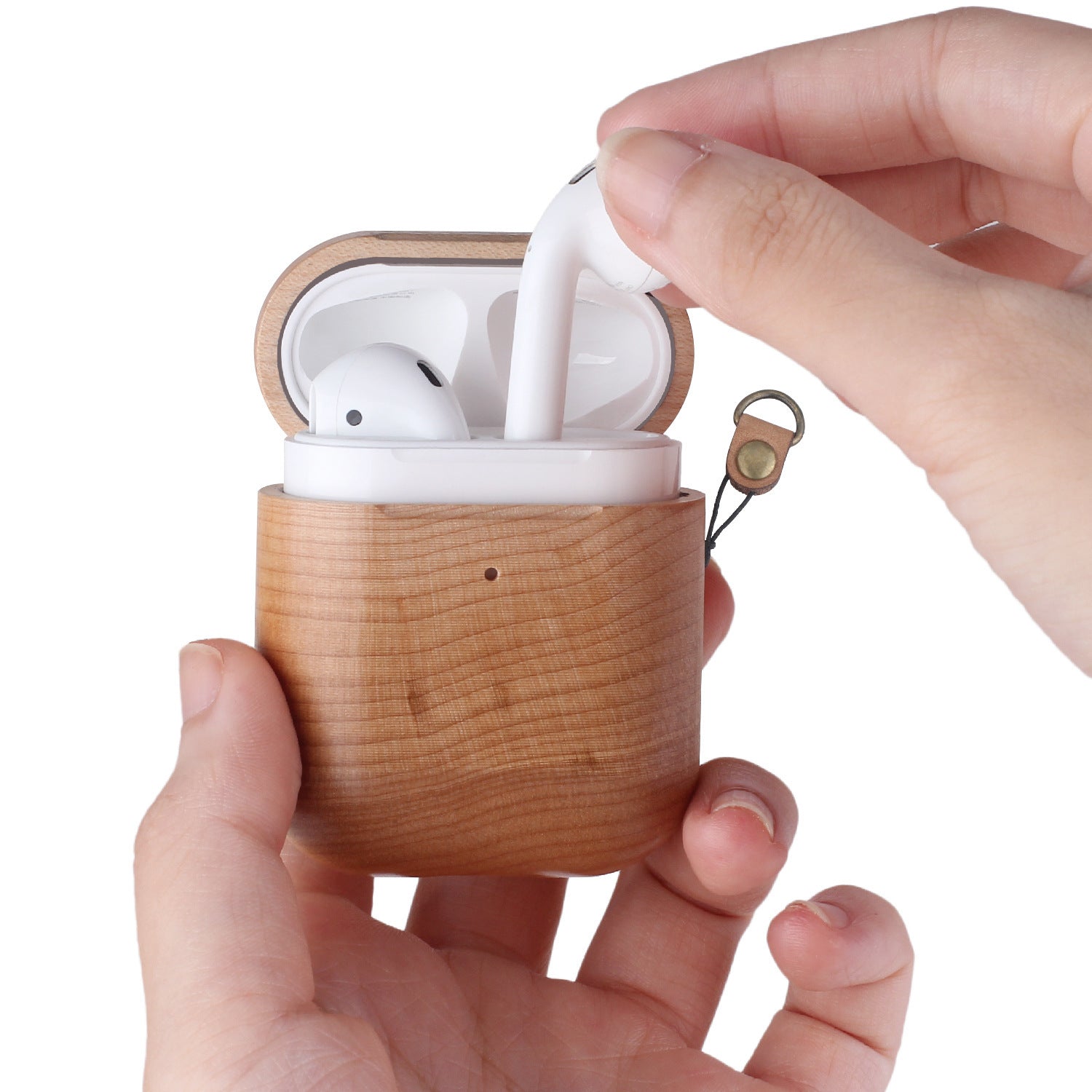 HKM-249619 Solid Wood AirPods Holster - Easy Install and Disassemble, Scratch-Resistant Design