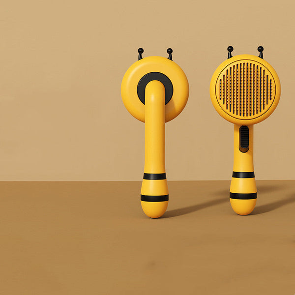 HKM-2496957 Bee-Shaped Cat Grooming Comb, Fine Needle Design for Easy Shedding Removal, Available in Yellow, Black, Pink