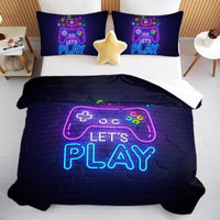 HKM-249747 Neon Game Pattern Ultra Soft Microfiber Comforter Set with Pillow Shams - Multiple Sizes Available