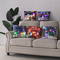 HKM-249811 Super Soft Plush Pillow Cover with Lantern Christmas LED Light, 45x45cm