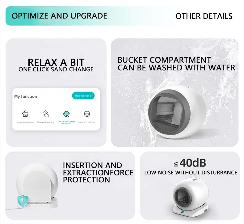 HKM-249875 Smart Extra Large Cat Litter Box with Self-Cleaning Function and Health Monitoring App
