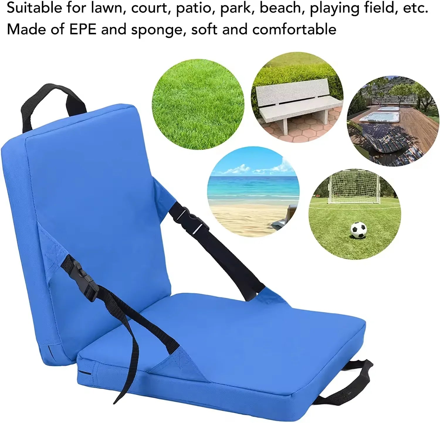 HKM-249939 Portable Foldable Stadium Chair with Cushion for Outdoor Use and Beach Settings