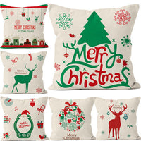 HKM-250131 Christmas-themed Linen Pillowcases for Living Room, Bedroom, and Children's Room - Multiple Colors Available