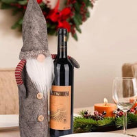 HKM-250195 Handless Faceless Doll Bottle Cover for Holiday Decor - Red, Green, Gray