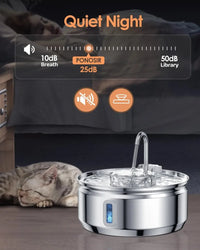 HKM-250195 Stainless Steel Automatic Pet Water Fountain 3.2L Quiet and Hygienic Dispenser for Cats
