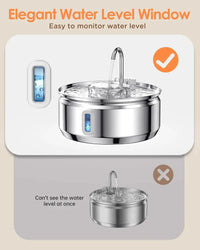 HKM-250195 Stainless Steel Automatic Pet Water Fountain 3.2L Quiet and Hygienic Dispenser for Cats