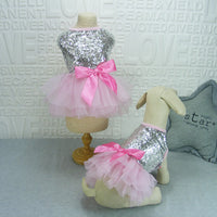 HKM-250259 Princess Style Sequin Embroidered Skirt for Female Dogs - Gold, Red, Pink, Sizes S-XL