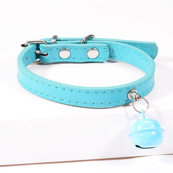HKM-2503101 Durable PU Cat and Dog Traction Collar with Colorful Bell - Multiple Sizes Available