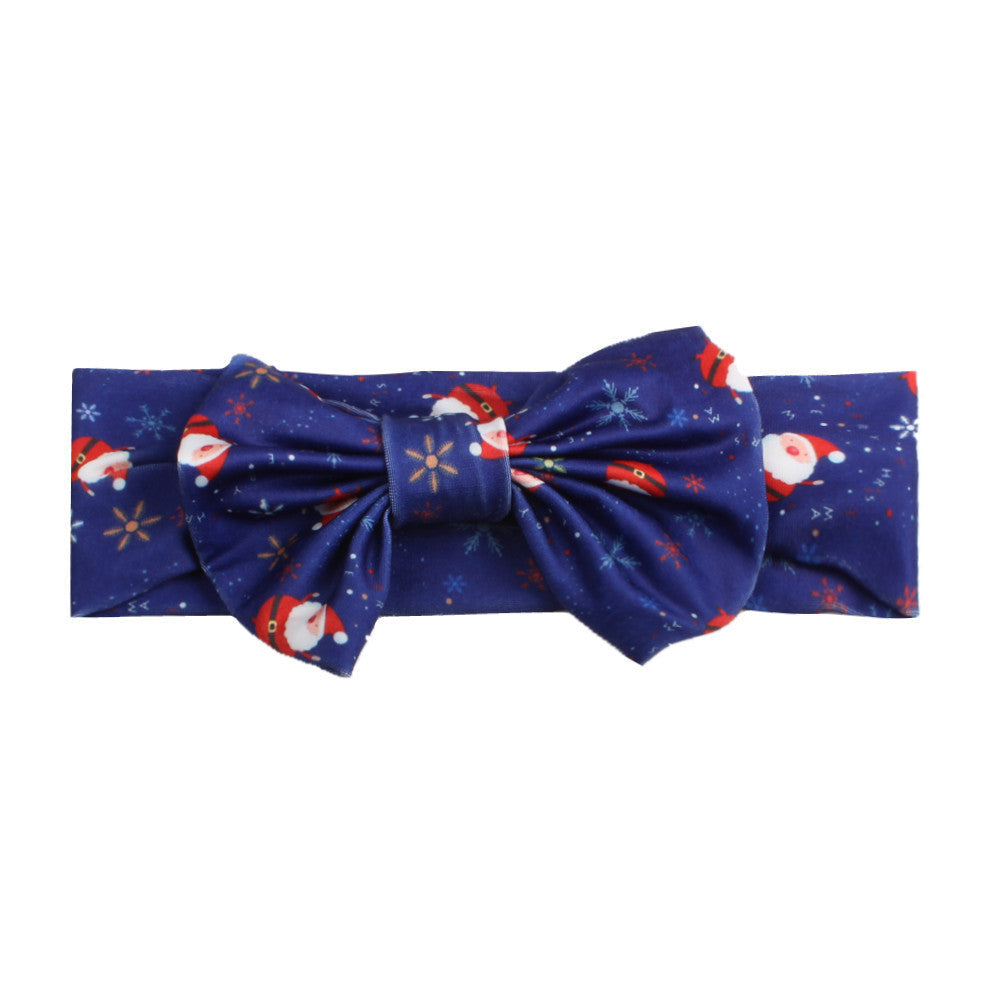 HKM-250323 Bow Print Headband for Children - Woven Fabric Accessory