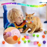HKM-2504381 Interactive Cat Toy with Plush Ball Launcher and 20 Pom Pom Balls for Indoor Play