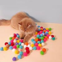 HKM-2504381 Interactive Cat Toy with Plush Ball Launcher and 20 Pom Pom Balls for Indoor Play