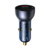 HKM-250451 65W Dual Port Fast Charge Car Charger with Digital Display and Translucent Design
