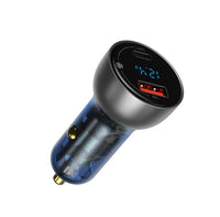HKM-250451 65W Dual Port Fast Charge Car Charger with Digital Display and Translucent Design