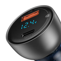HKM-250451 65W Dual Port Fast Charge Car Charger with Digital Display and Translucent Design