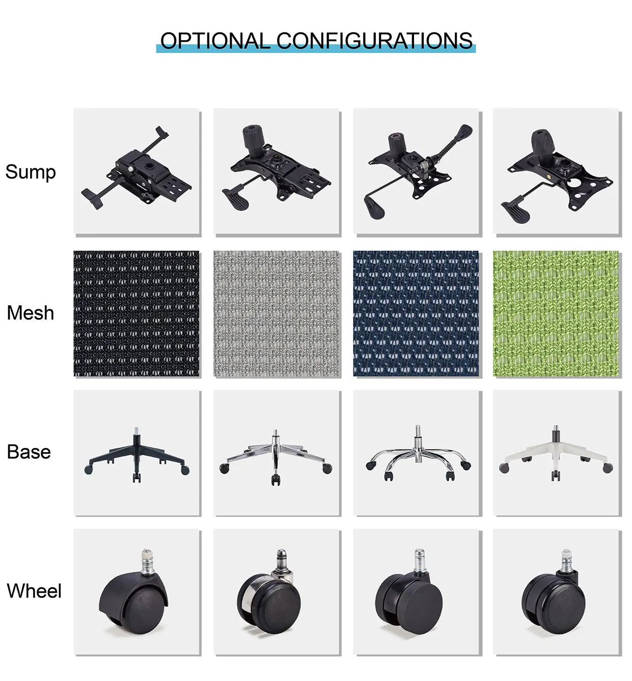 HKM-250451 Ergonomic Mesh Office Chair with Adjustable Swivel and Recline Features, Headrest Included