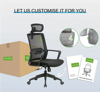 HKM-250451 Ergonomic Mesh Office Chair with Adjustable Swivel and Recline Features, Headrest Included