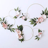 HKM-250515 Golden Floral Metal Dream Catcher Wind Chimes - Circles in Various Sizes