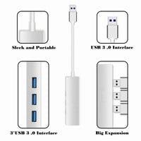 HKM-250643 USB 3.0 Gigabit Ethernet Adapter with 3-Port Hub for Mac, PC, and Chromebooks, 1000 Mbps Speed