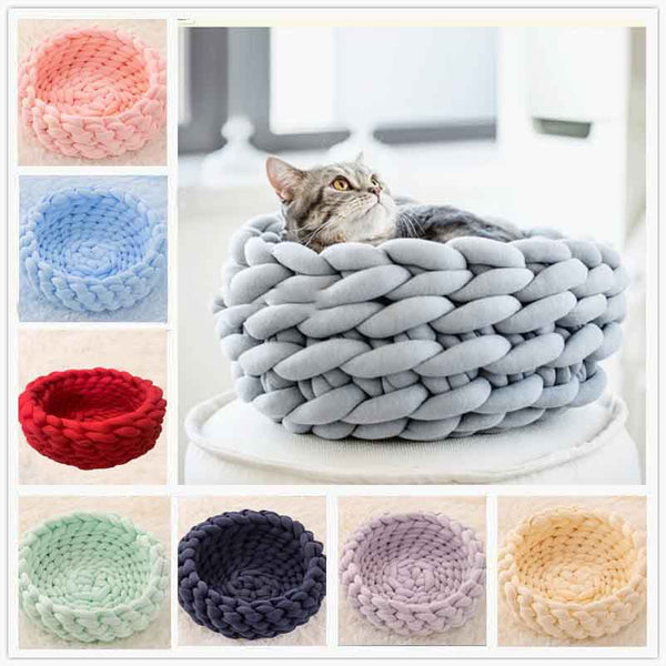 HKM-2506941 Soft Plush Cat Bed Cushion Round Nest for Warm and Comfortable Sleep - Multiple Colors Available