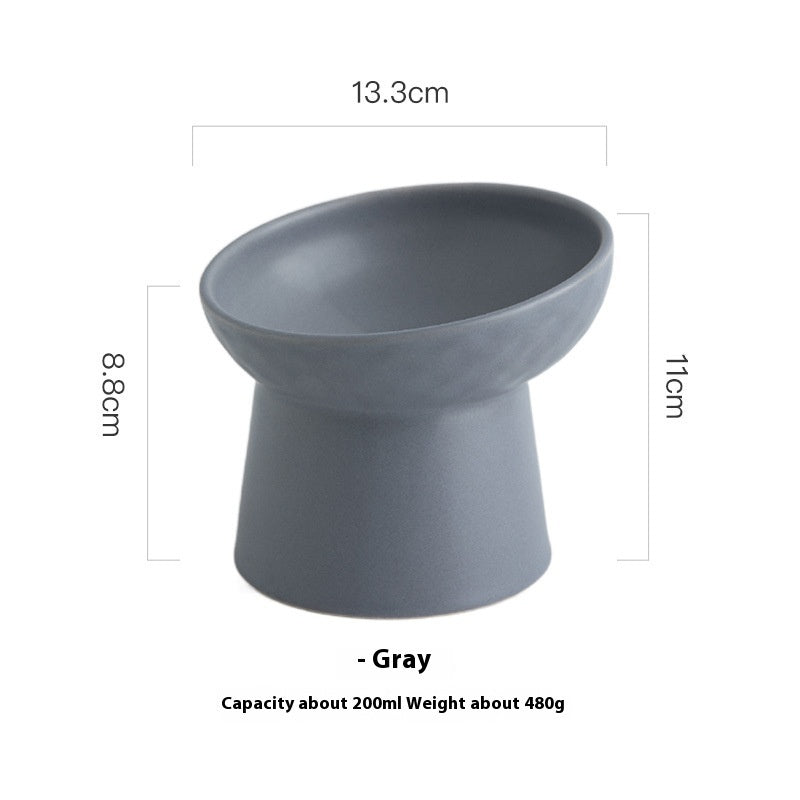 HKM-2507069 Oblique High Foot Ceramic Pet Bowl in Candy Colors - 13.3cm