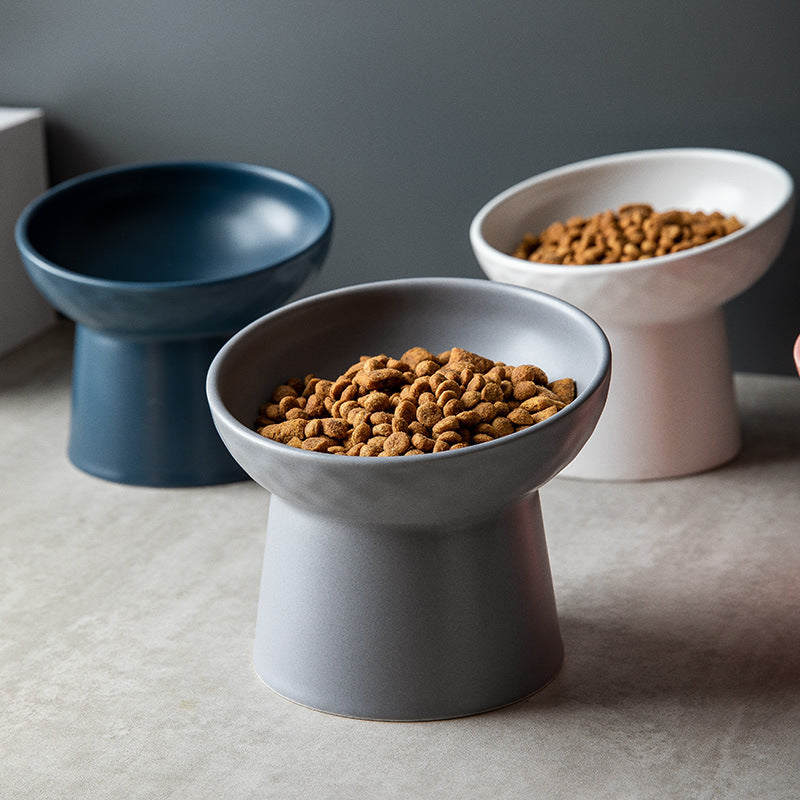 HKM-2507069 Oblique High Foot Ceramic Pet Bowl in Candy Colors - 13.3cm