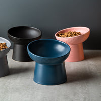 HKM-2507069 Oblique High Foot Ceramic Pet Bowl in Candy Colors - 13.3cm
