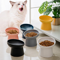 HKM-2507069 Oblique High Foot Ceramic Pet Bowl in Candy Colors - 13.3cm