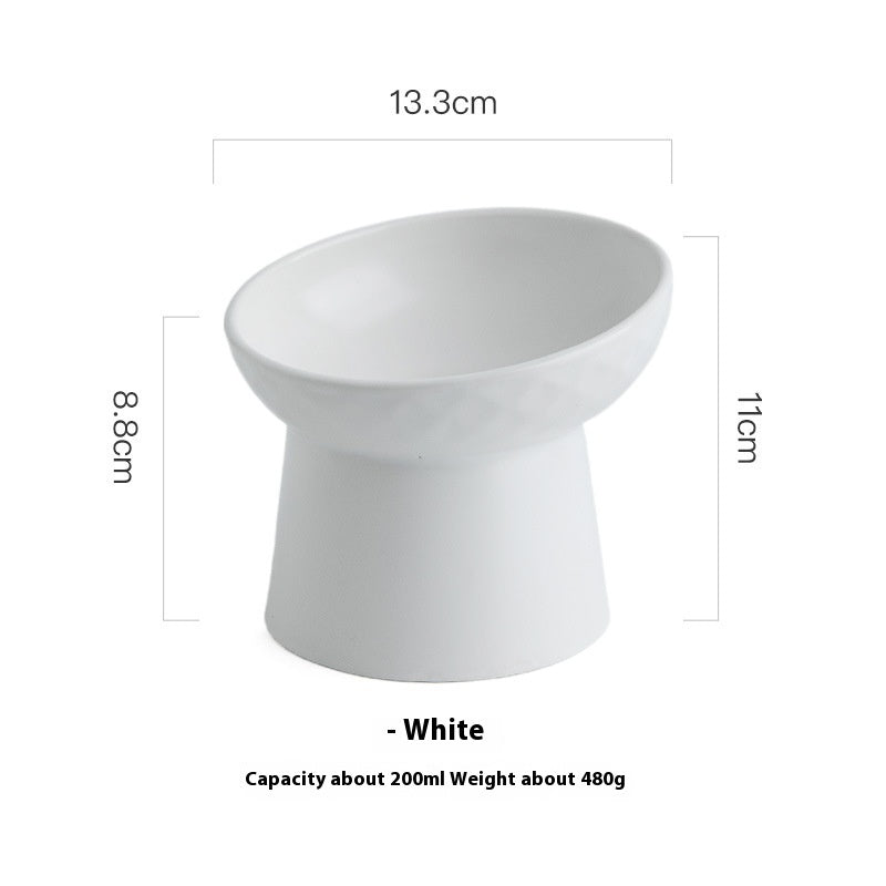 HKM-2507069 Oblique High Foot Ceramic Pet Bowl in Candy Colors - 13.3cm