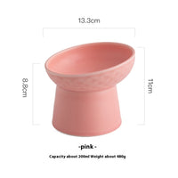 HKM-2507069 Oblique High Foot Ceramic Pet Bowl in Candy Colors - 13.3cm