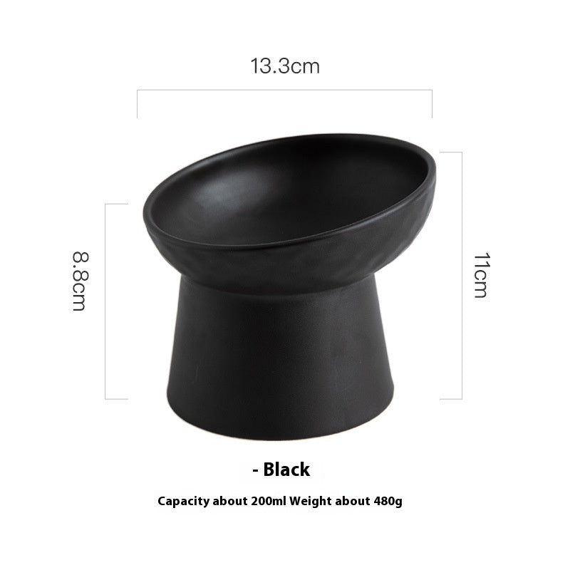 HKM-2507069 Oblique High Foot Ceramic Pet Bowl in Candy Colors - 13.3cm