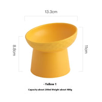 HKM-2507069 Oblique High Foot Ceramic Pet Bowl in Candy Colors - 13.3cm