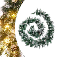HKM-250707 LED Christmas Garland Decoration - 2.7m Green PVC, Ideal for Railing, Ceiling, Fireplace, and Windows