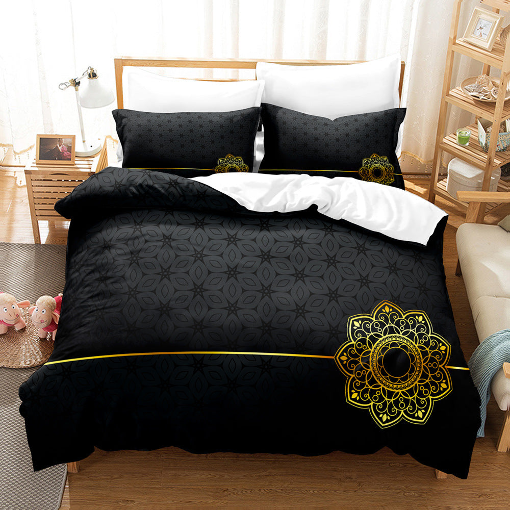 HKM-250899 Striped Brushed Chemical Fiber Bed Set - Modern Simplicity Available in Multiple Sizes