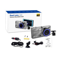 HKM-250963 4-Inch 1080p Front and Rear Dual Lens Dash Cam with IPS HD Screen