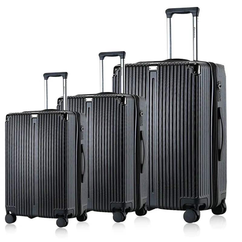 HKM-250963 Emerald Green 3-Piece Leather Luggage Set - 20 Inch Carry-On Suitcase with Extra Large Wheels