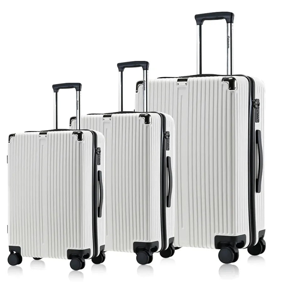 HKM-250963 Emerald Green 3-Piece Leather Luggage Set - 20 Inch Carry-On Suitcase with Extra Large Wheels