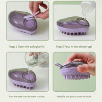 HKM-2510141 Silicone Dog Bath Brush with Soap Dispenser for Grooming and Massaging Pets