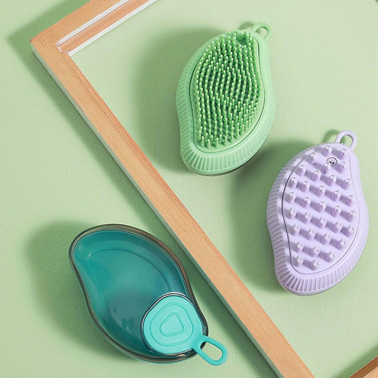 HKM-2510141 Silicone Dog Bath Brush with Soap Dispenser for Grooming and Massaging Pets