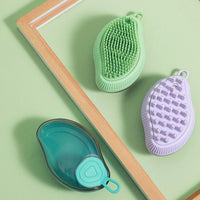 HKM-2510141 Silicone Dog Bath Brush with Soap Dispenser for Grooming and Massaging Pets
