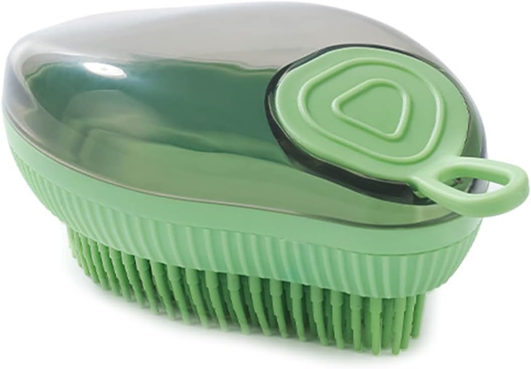 HKM-2510141 Silicone Dog Bath Brush with Soap Dispenser for Grooming and Massaging Pets
