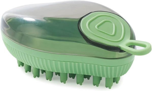 HKM-2510141 Silicone Dog Bath Brush with Soap Dispenser for Grooming and Massaging Pets