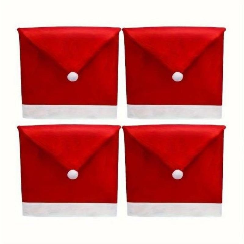 HKM-251027 Festive Santa Claus Chair Covers for Holiday Dining - Easy to Install Non-Woven Slipcovers