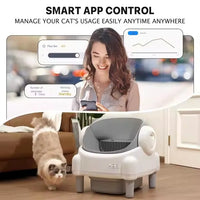 HKM-251027 Open-Top Automatic Self-Cleaning Cat Litter Box with Odor Control and APP Control, Large Capacity, Eco-Friendly Design